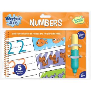 Peaceable Kingdom Water Art Numbers Activity Book, Reusable Water Brush Coloring Pad with Number Tracing Counting Practice, Mess Free Creative Learning, Kids Age 3+, Early Math Skill Builder