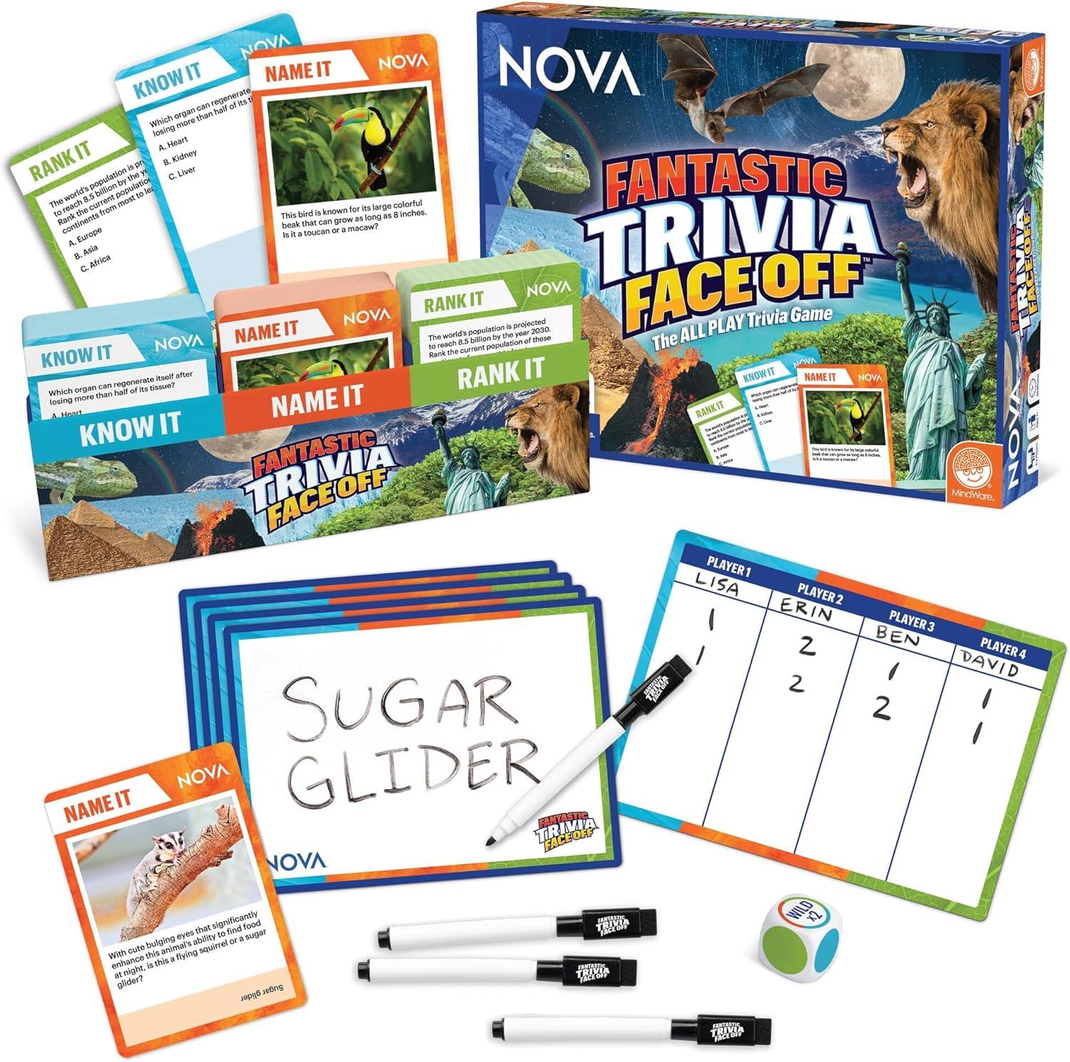 image:imageMindWare NOVA Fantastic Trivia Face Off Family Trivia Game for Kids 24 Players 400 MindBlowing Questions Ages 7
