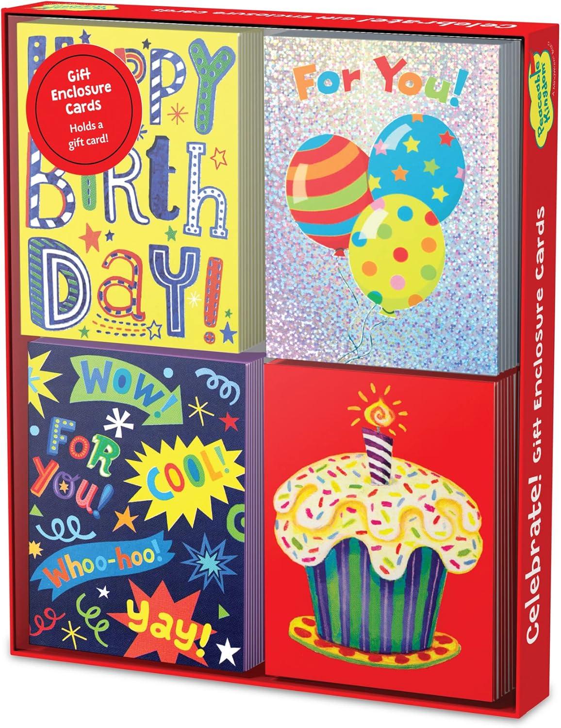 image:imagePeaceable Kingdom Celebration Enclosure Card Assortment Colorful Greeting Cards With Matching Envelopes For Birthdays Parties Congratulations Thank You Notes Blank Inside For Writing 20 Card Set