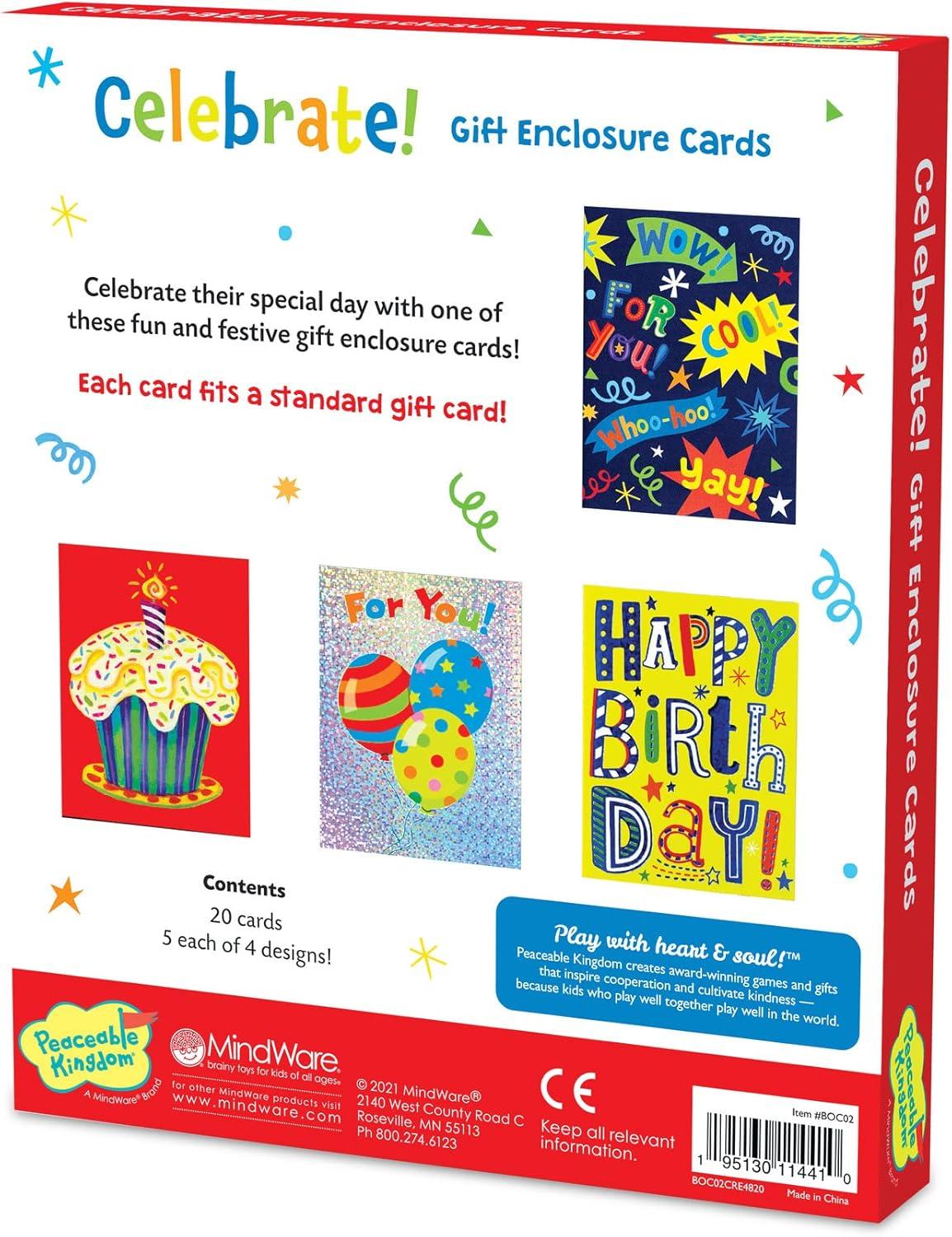 image:imagePeaceable Kingdom Celebration Enclosure Card Assortment Colorful Greeting Cards With Matching Envelopes For Birthdays Parties Congratulations Thank You Notes Blank Inside For Writing 20 Card Set