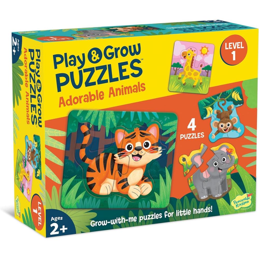 image:imagePeaceable Kingdom Play amp Grow Puzzles Adorable Animals Level 1  Progressive Toddler Puzzles for Ages 2 25 Piece Puzzles
