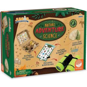 MindWare Junior Science Academy Nature Adventure Science Kit – STEM Outdoor Discovery Kit for Kids Ages 4+ Build a Kaleidoscope, Make Sun Prints, Create Clay Pressings & Explore Nature with Binoculars