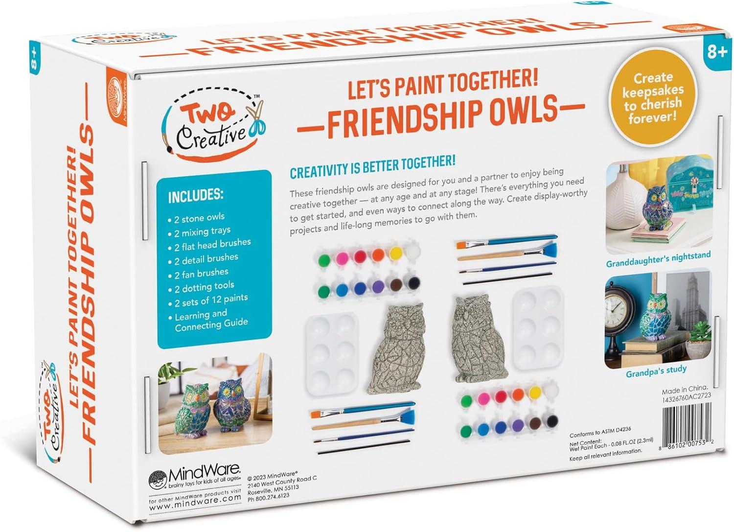 image:imageMindWare Two Creative Friendship Owls Stone Dcor Painting Craft Kit for Two Ideal Kids Arts amp Crafts Kit for Ages 8 amp Up Learn How to Paint