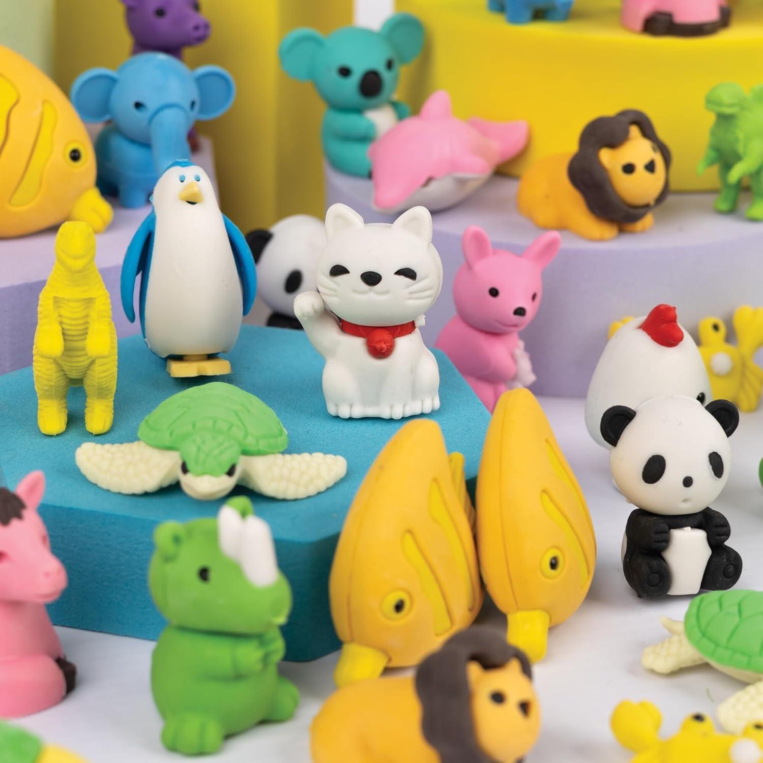 image:imagePeaceable Kingdom 60 Party Favors for Kids Fun Gift for Birthday Classroom Prizes Pinata and Goodie Bag Stuffers Animal Erasers
