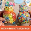 MindWare Two Creative Friendship Owls Stone Décor Painting Craft Kit for Two – Ideal Kids Arts & Crafts Kit for Ages 8 & Up – Learn How to Paint