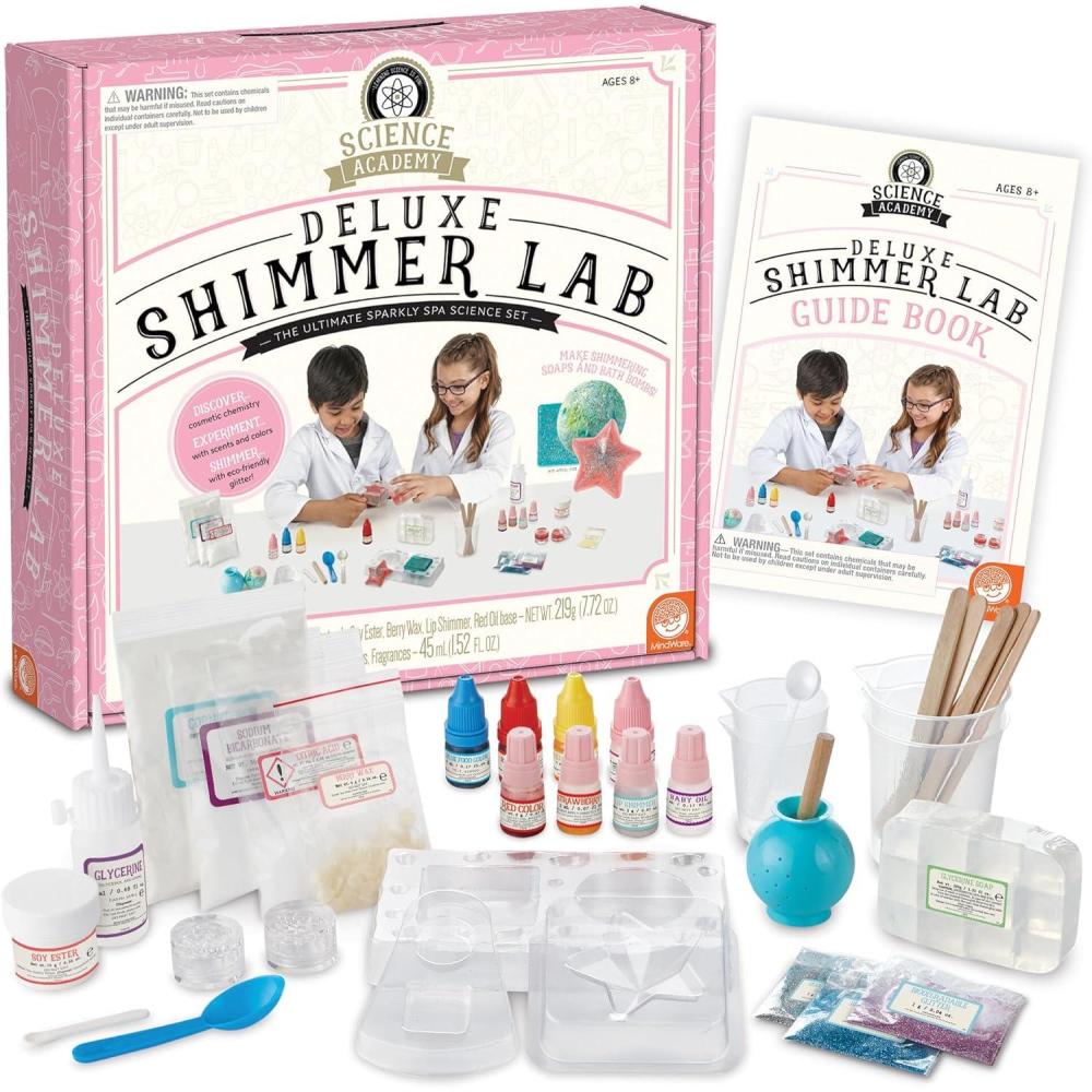 image:imageMindWare Science Academy Deluxe Shimmer Lab Kit Includes 40pcs to Teach Kids amp Teens Cosmetic Chemistry Boys amp Girls Make DIY Bath Bombs Lip Balm amp Soaps with ecoFriendly Biodegradable Glitter