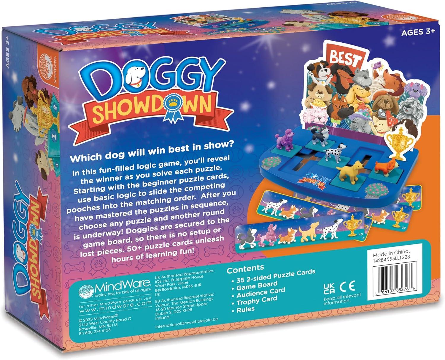 image:imageMindWare Doggy Showdown Logic Game Single Player Puzzle Game Portable Brain Games for Kids Ages 3 and Up Includes Over 50 Beginner and Advanced Puzzle Cards