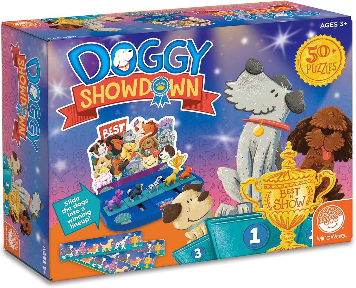 image:imageMindWare Doggy Showdown Logic Game Single Player Puzzle Game Portable Brain Games for Kids Ages 3 and Up Includes Over 50 Beginner and Advanced Puzzle Cards