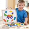 MindWare Imagination Magnets – Imaginative play with magentic shapes – 42 wooden blocks 50 full-color puzzle cards