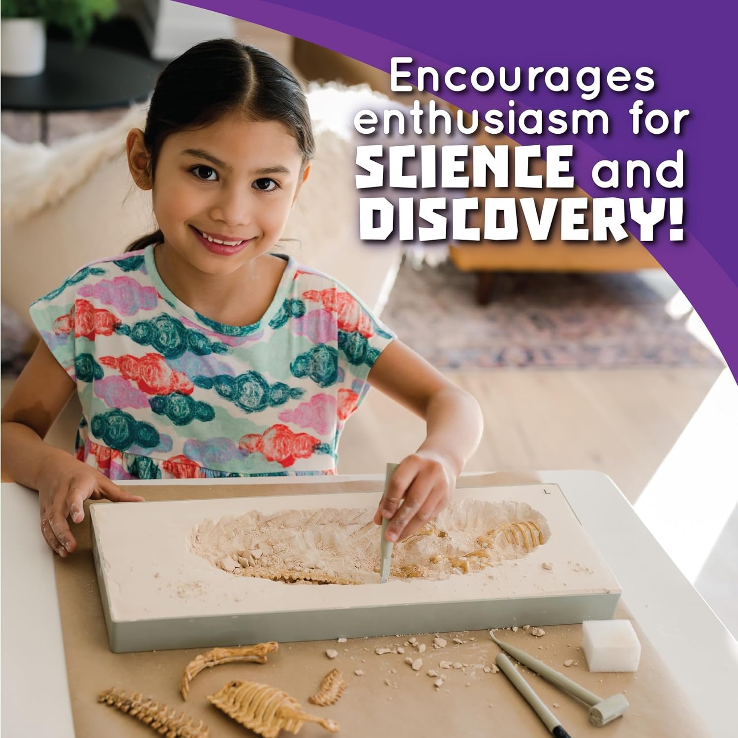 image:imageMindWare Dig It up Tyrannosaurus Rex Fossil Excavation Kit Dinosaur Stem Toy for Kids Includes Fossil Block Hammer Chisels Brush amp Sponge