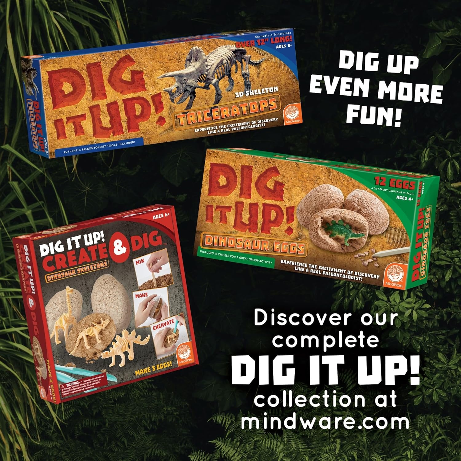 image:imageMindWare Dig It up Tyrannosaurus Rex Fossil Excavation Kit Dinosaur Stem Toy for Kids Includes Fossil Block Hammer Chisels Brush amp Sponge