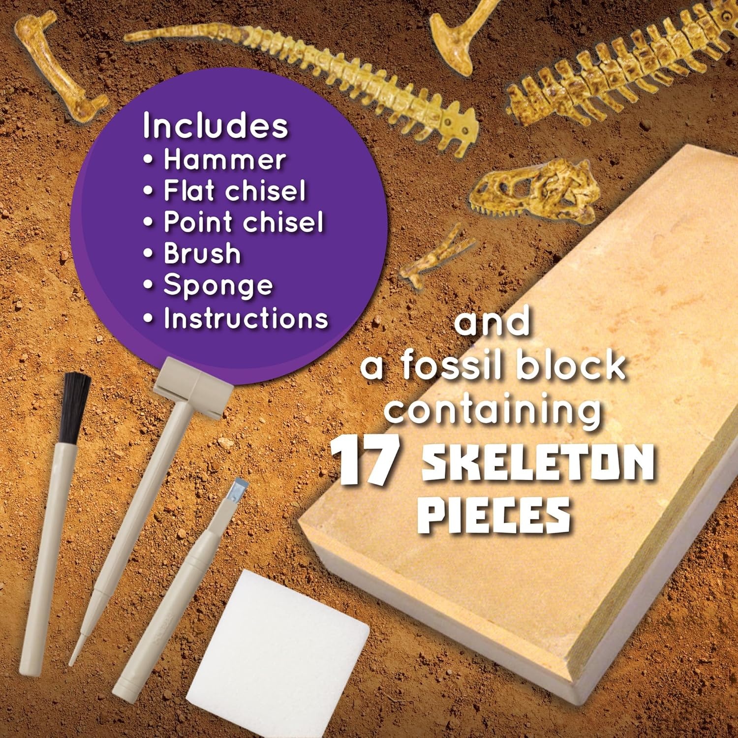 image:imageMindWare Dig It up Tyrannosaurus Rex Fossil Excavation Kit Dinosaur Stem Toy for Kids Includes Fossil Block Hammer Chisels Brush amp Sponge
