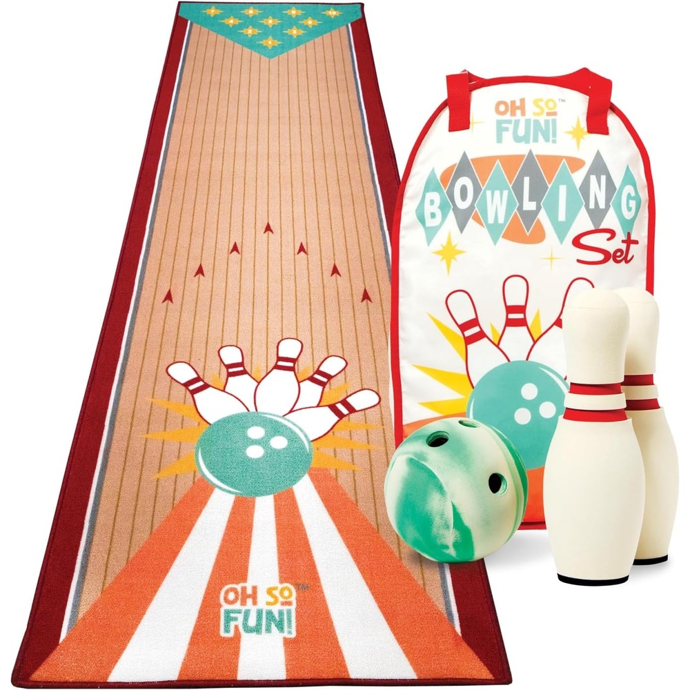 image:imageMindWare Oh So Fun Deluxe Bowling Pins Ball amp Rug Set  Safe amp Fun Foam Bowling Set for Kids Ages 3 amp Up