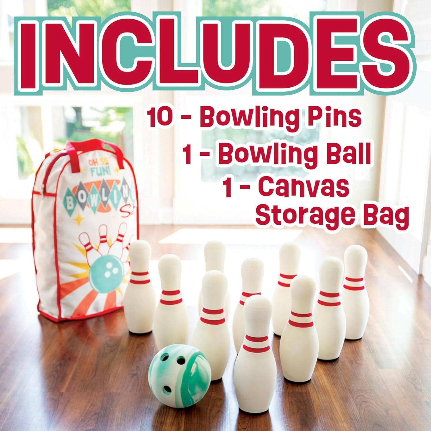 image:imageMindWare Oh So Fun Deluxe Bowling Set Safe amp Fun Foam Bowling Set for Kids Ages 3 amp Up