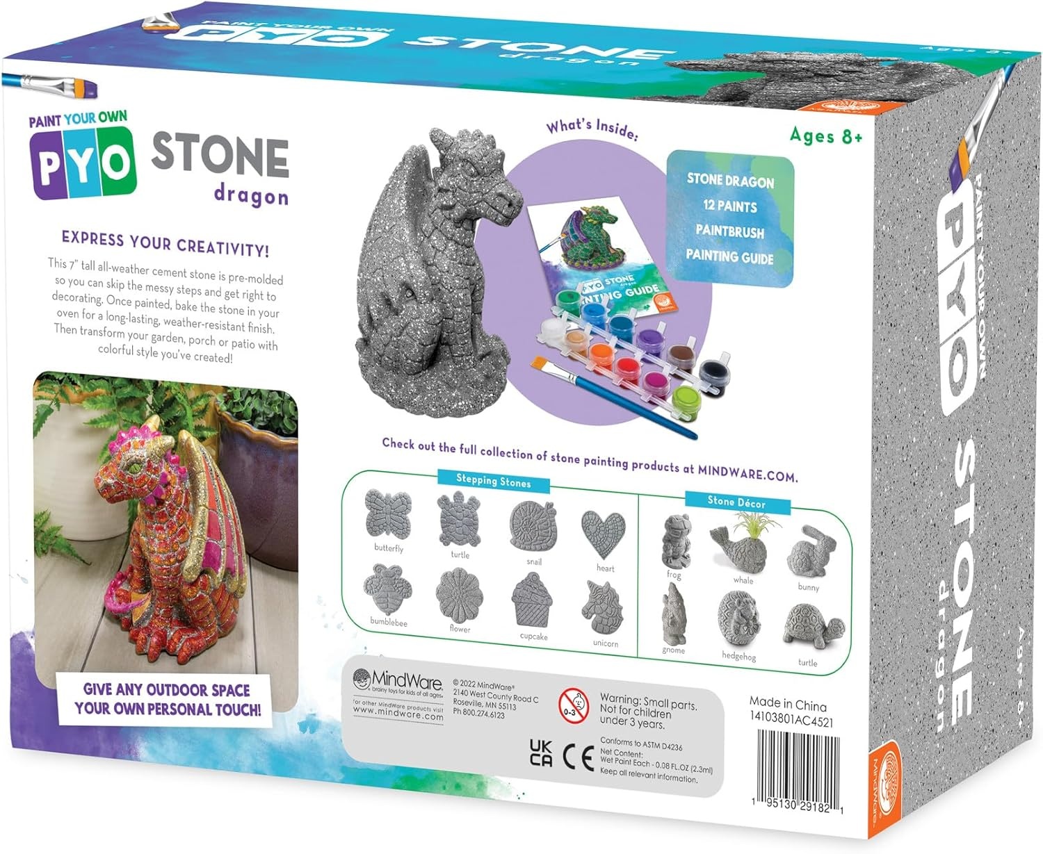 image:imageMindWare Paint Your Own Stone Dragon Outdoor Garden Fantasy Decor DIY Craft Kit for Ages 8