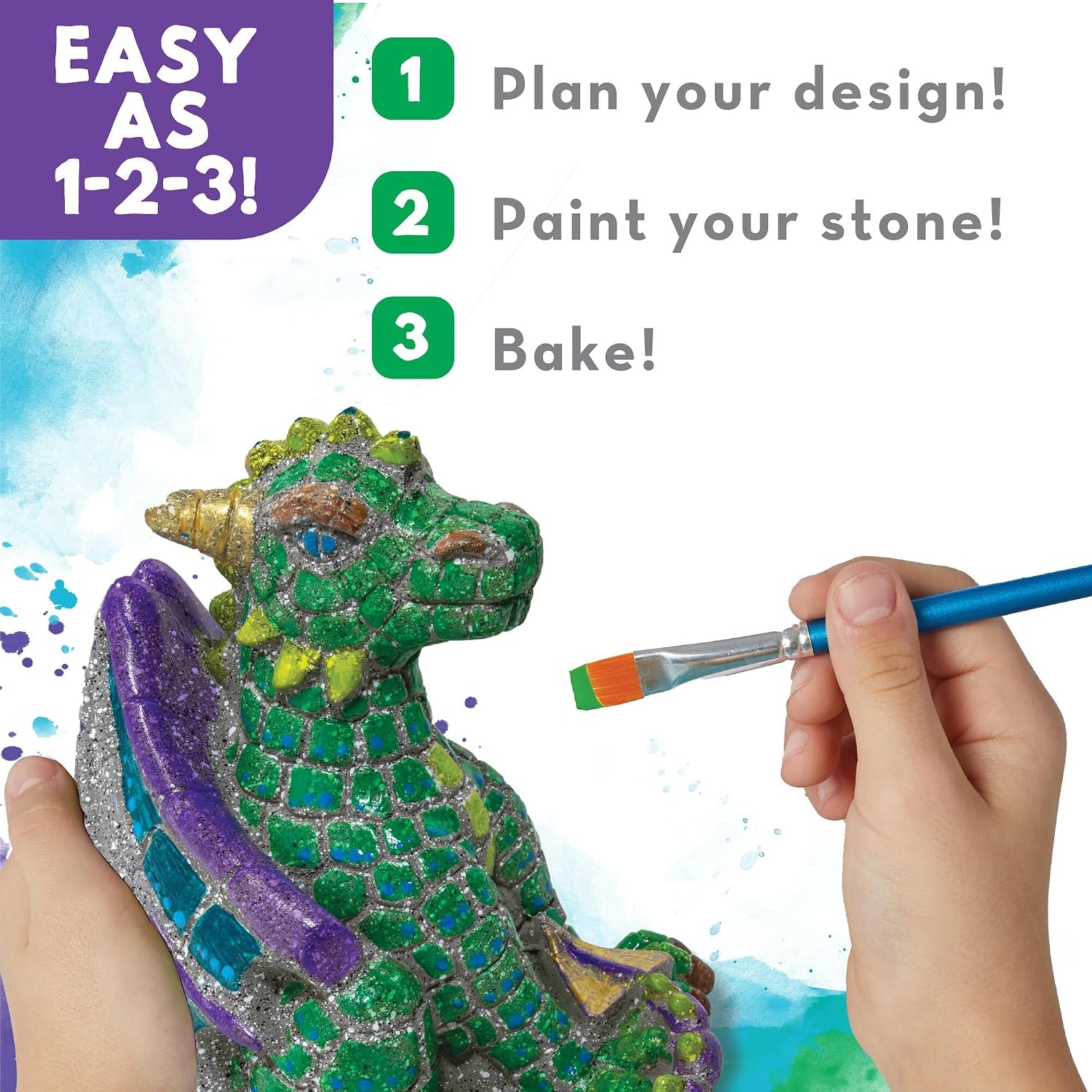 image:imageMindWare Paint Your Own Stone Dragon Outdoor Garden Fantasy Decor DIY Craft Kit for Ages 8