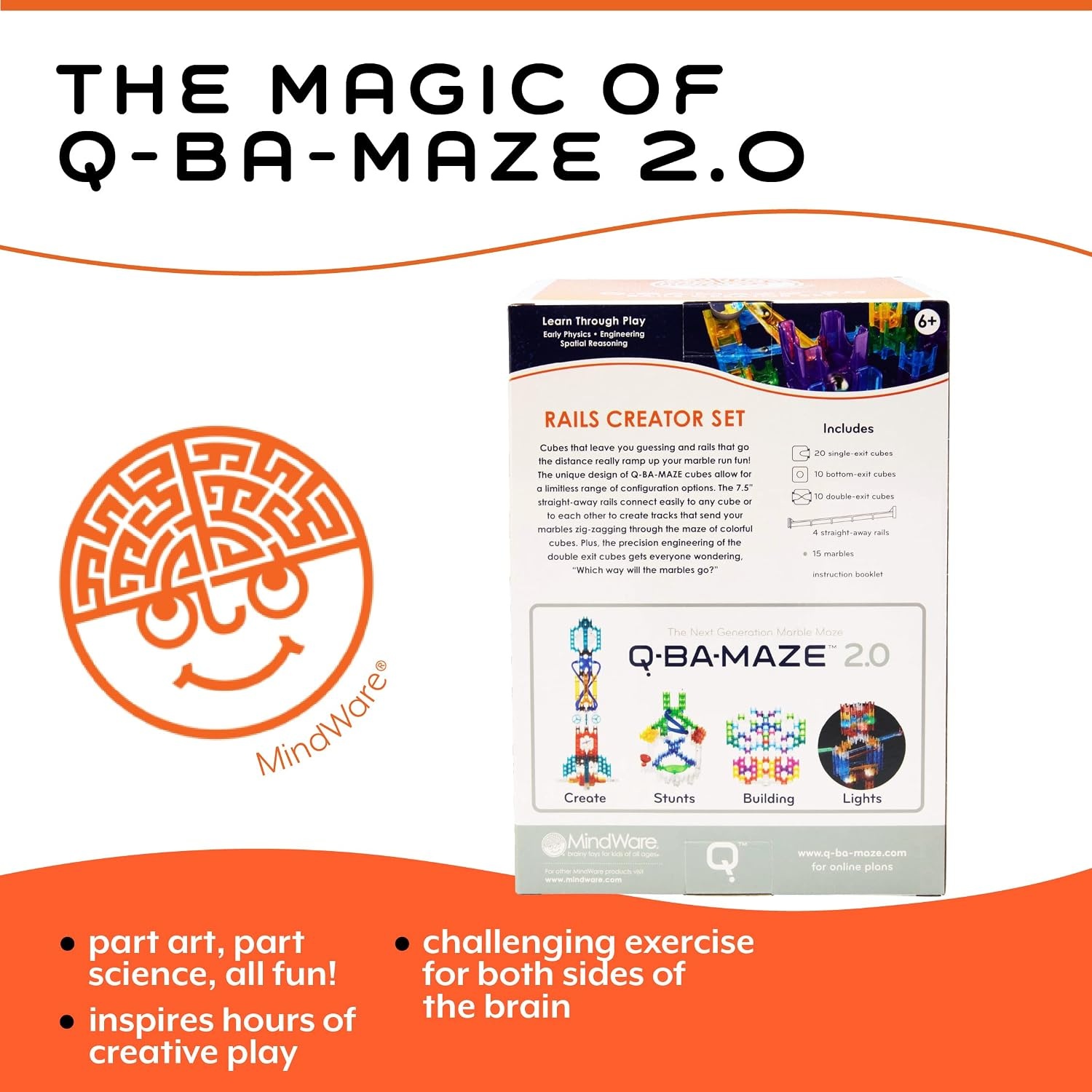 image:imageMindWare QBAMaze Rails Creator Set The Next Generation Marble Maze Kids Toys STEM Marble Run Recommended for Ages 6 Educational Gift for Boys and Girls