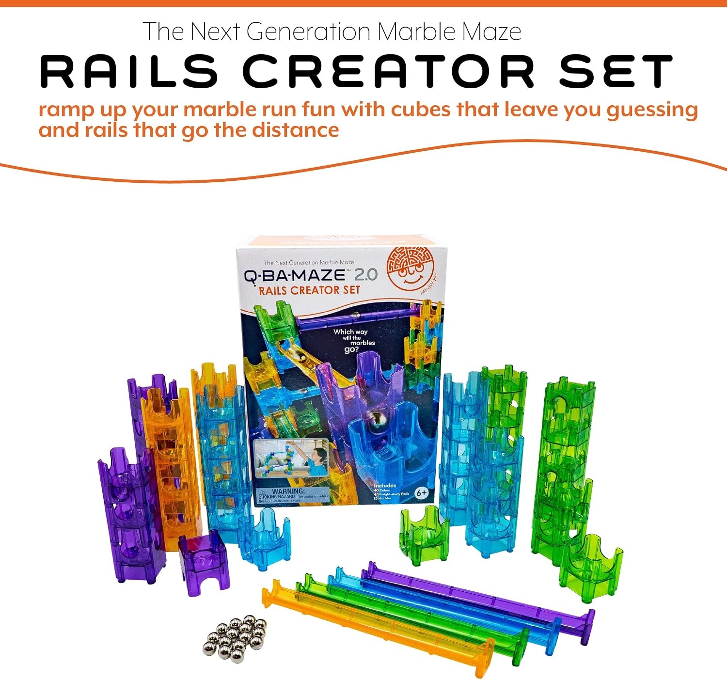 image:imageMindWare QBAMaze Rails Creator Set The Next Generation Marble Maze Kids Toys STEM Marble Run Recommended for Ages 6 Educational Gift for Boys and Girls